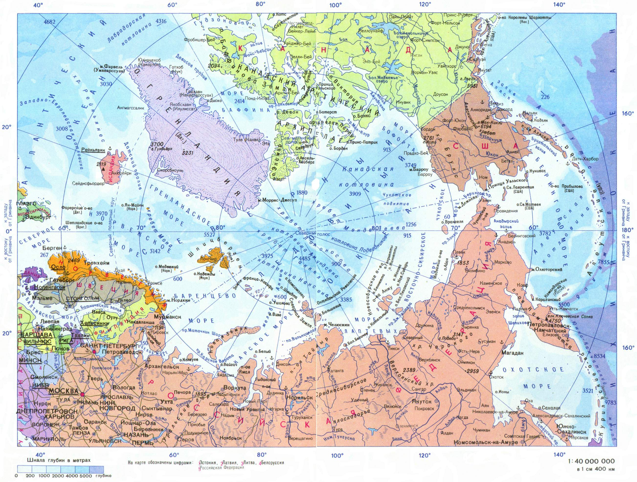 Политическая Карта Восточного Полушария Земли